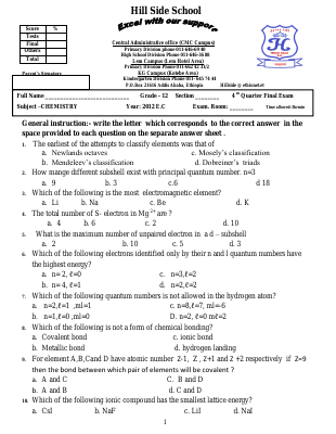 CHEMISTRY G-12 Model exam.pdf - dirzon